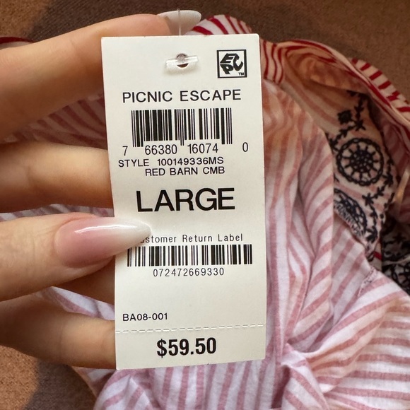 CHARTER CLUB Picnic Escape Red Barn Nautical Patriotic Summer Square Neck Top - Picture 8 of 8